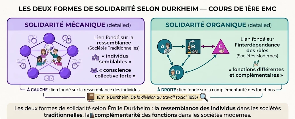 Infographie : les deux formes de solidarité selon Durkheim