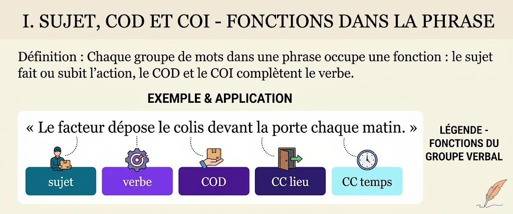 Sujet, COD, COI : les fonctions dans la phrase