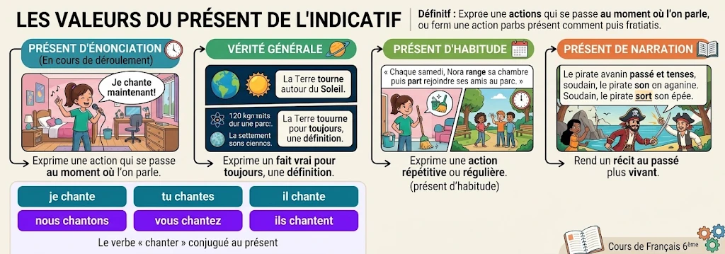 Les valeurs du présent de l'indicatif