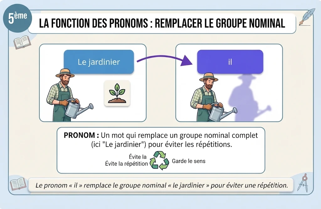Infographie : la fonction des pronoms (remplacer le groupe nominal)