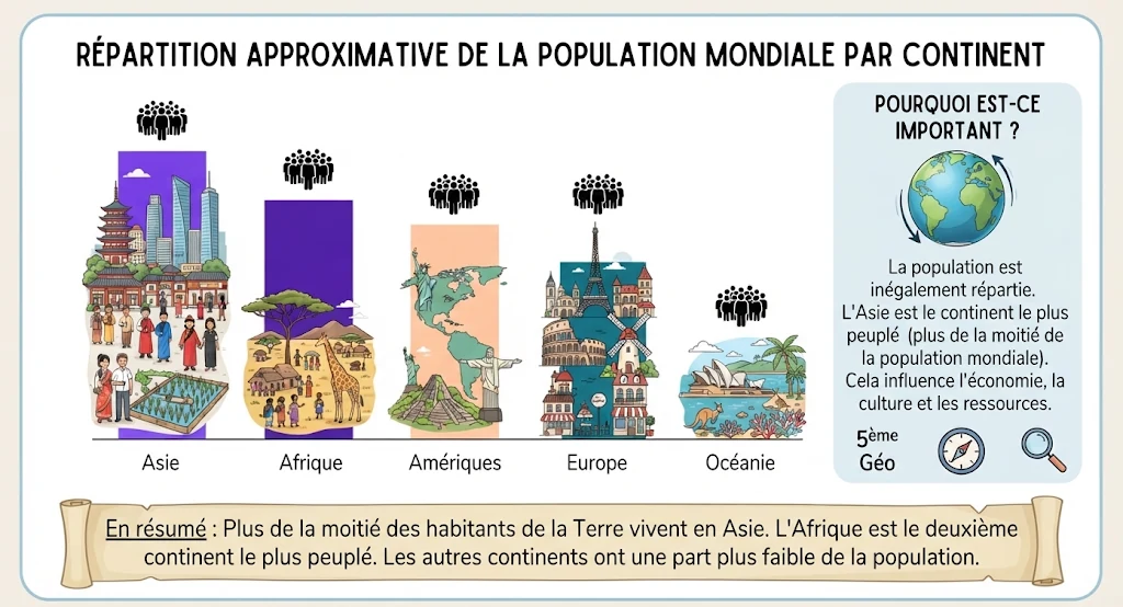 Infographie : la répartition de la population mondiale par continent
