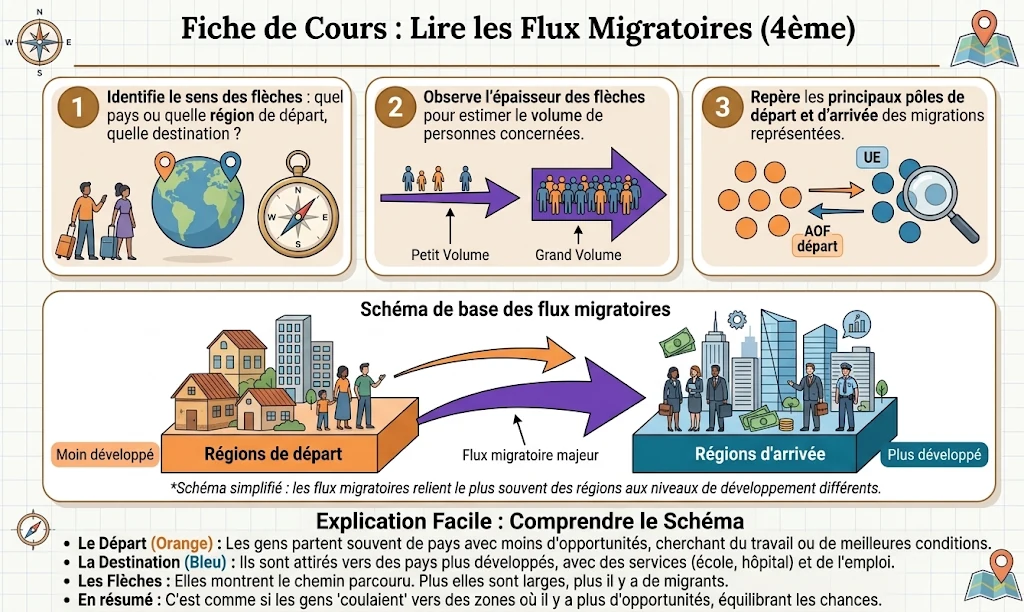 Infographie : lire les flux migratoires