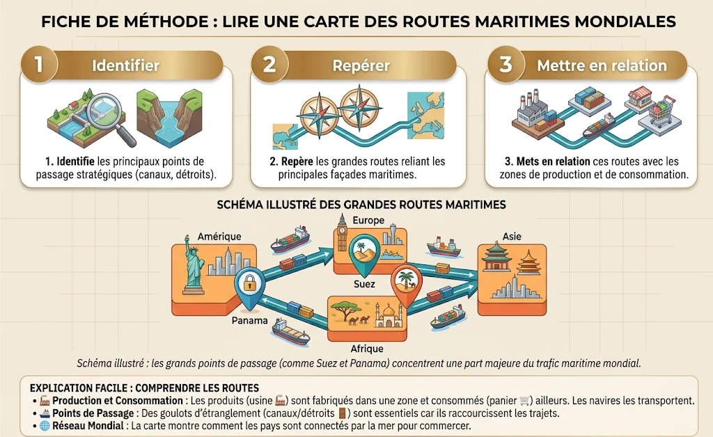 Infographie : lire une carte des routes maritimes mondiales