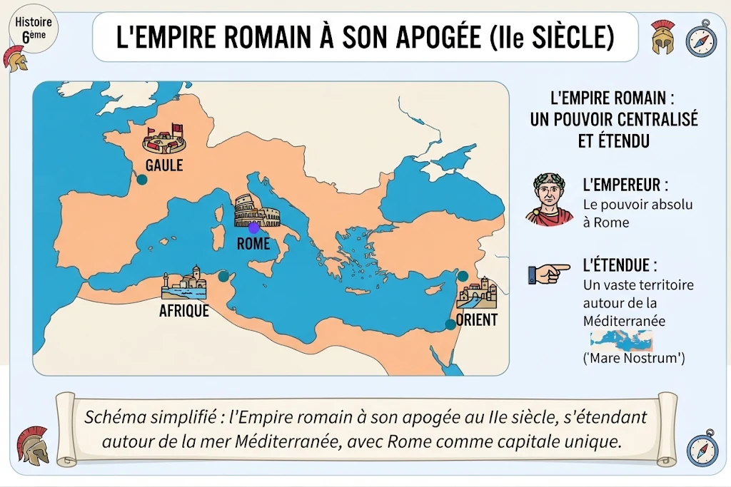 Infographie : l'Empire romain à son apogée (IIe siècle)