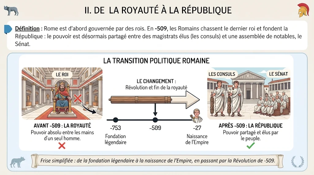 Infographie : de la royauté à la République romaine