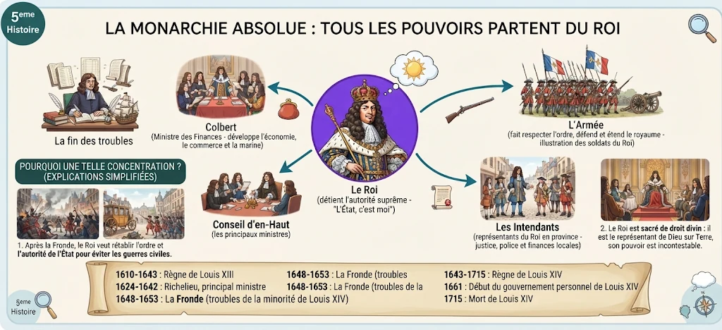 Infographie : la monarchie absolue (Louis XIV)