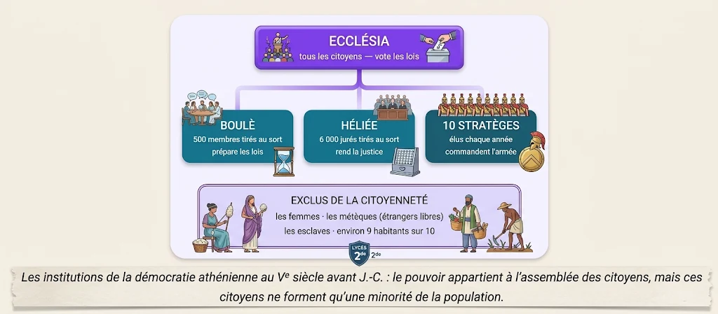 Infographie : les institutions de la démocratie athénienne