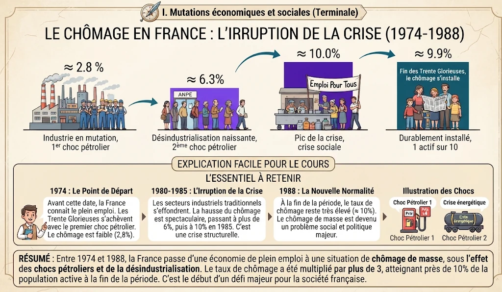 Infographie : le chômage en France (1974-1988)