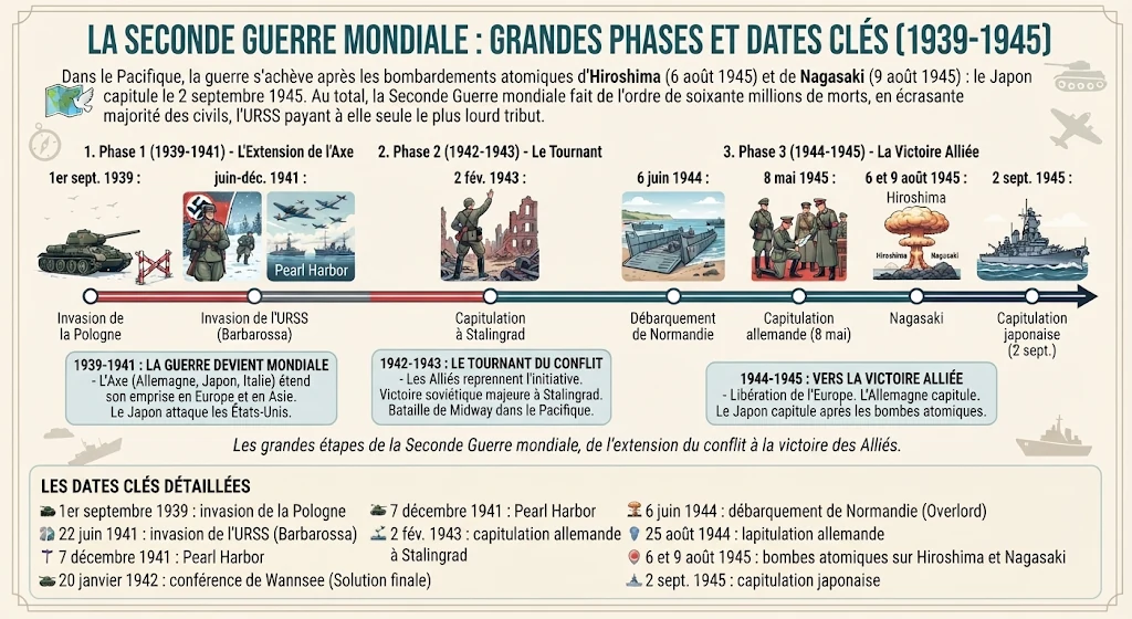 Infographie : la Seconde Guerre mondiale, grandes phases et dates clés