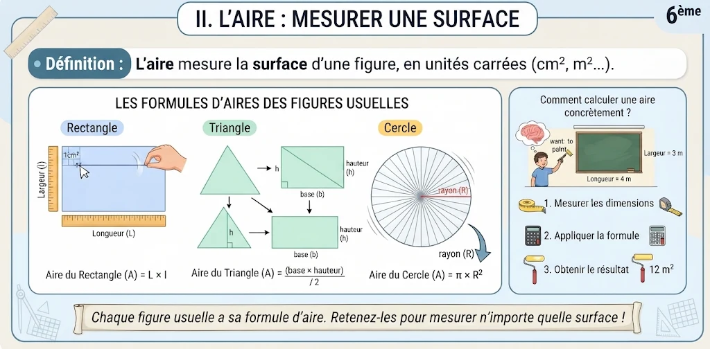 Infographie : l'aire et les formules des figures usuelles