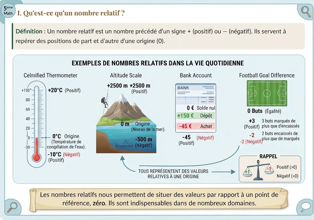 Infographie : qu'est-ce qu'un nombre relatif ?