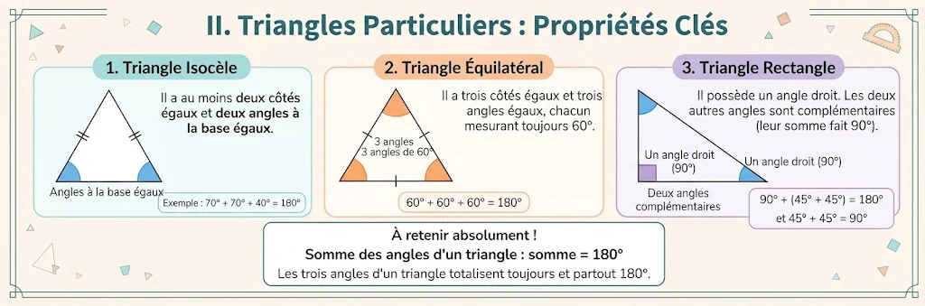 Infographie : somme des angles et triangles particuliers