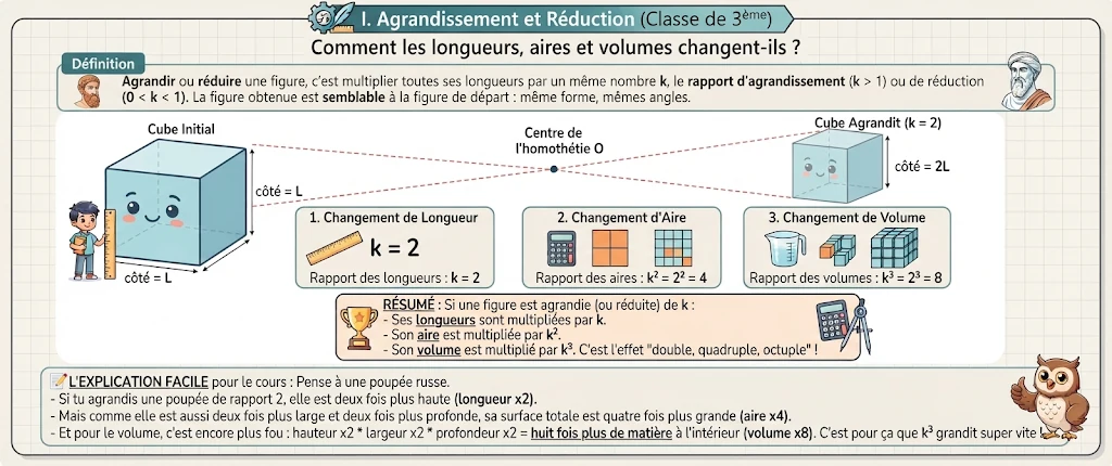 Infographie : agrandissement et réduction (longueurs, aires, volumes)