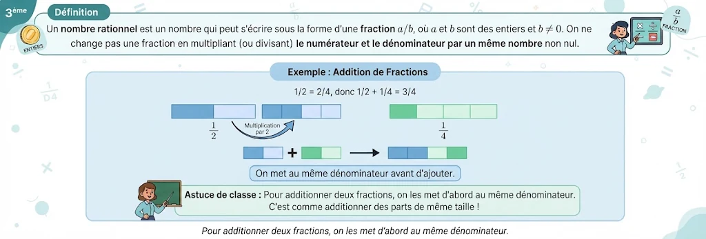 Infographie : nombre rationnel et addition de fractions