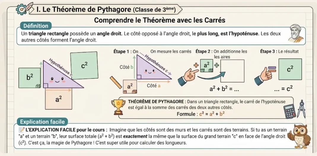 Infographie : le théorème de Pythagore