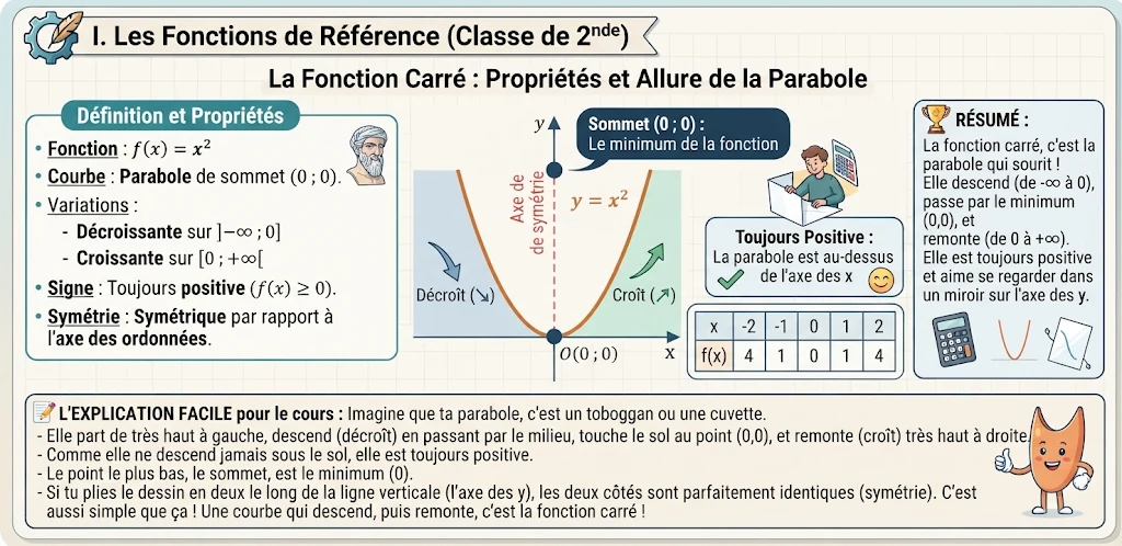 Infographie : la fonction carré et sa parabole