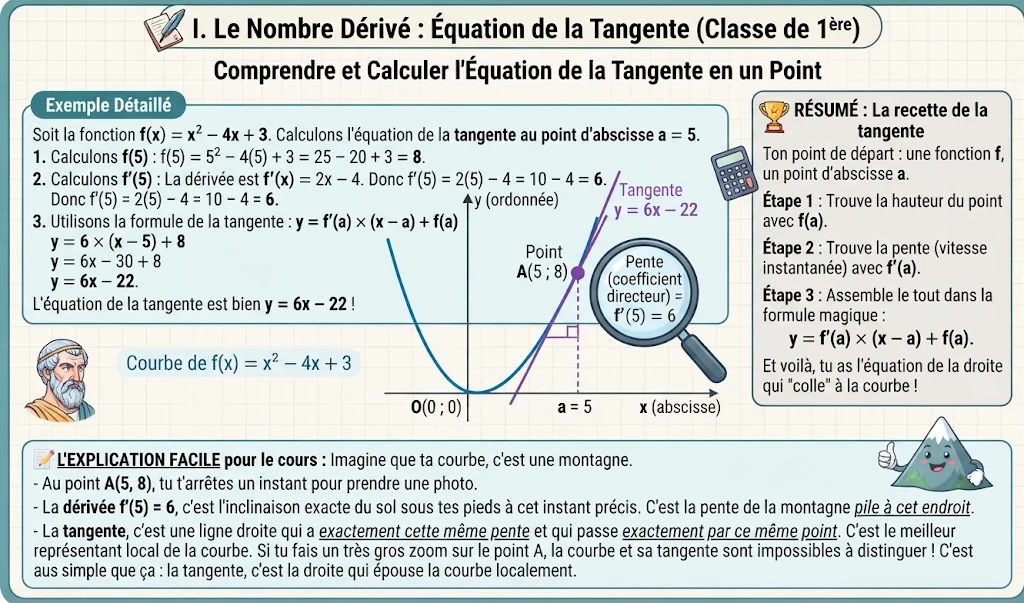 Infographie : équation de la tangente et nombre dérivé