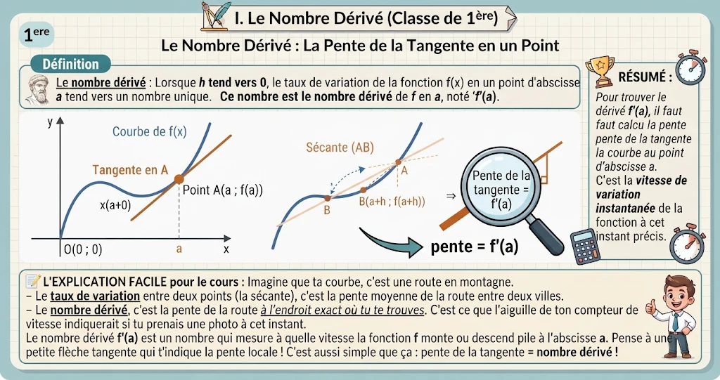 Infographie : le nombre dérivé (pente de la tangente)