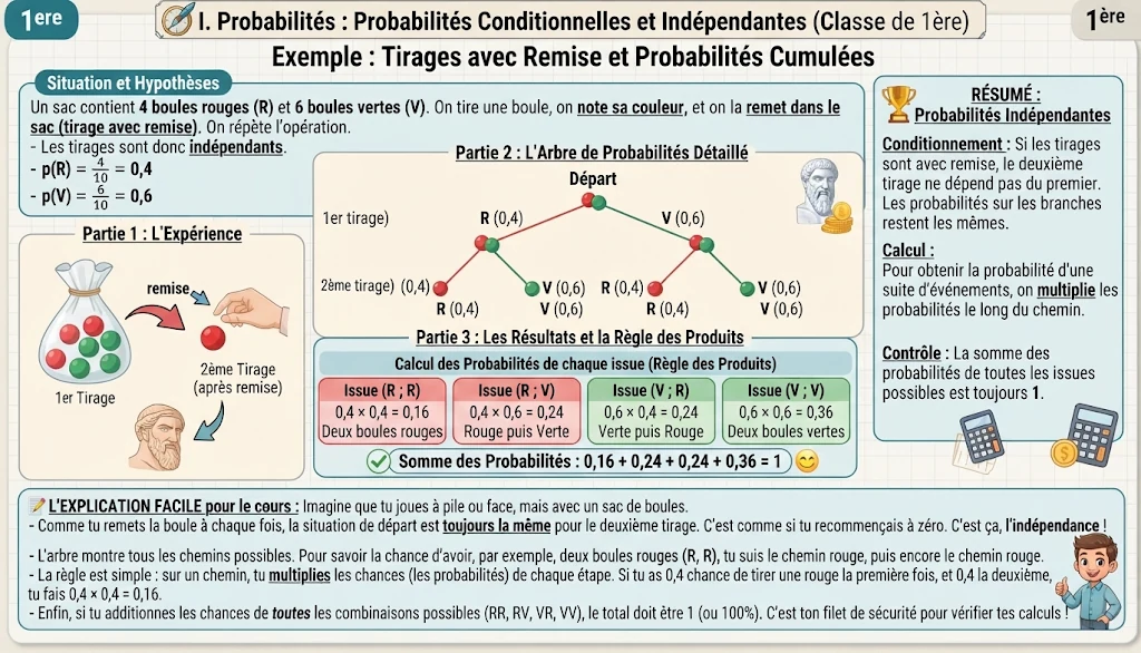 Infographie : arbre de probabilités, tirages avec remise