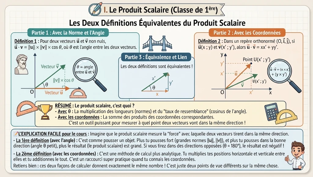 Infographie : les deux définitions du produit scalaire