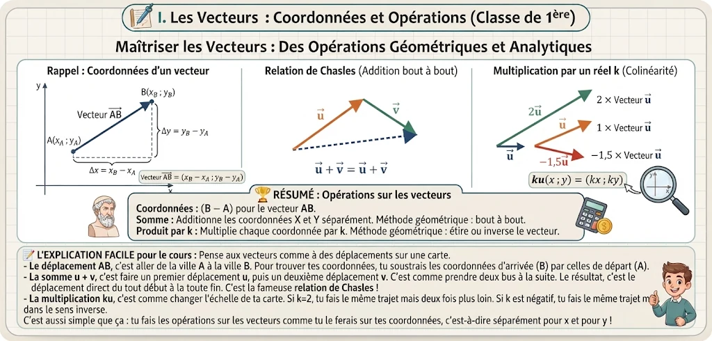 Infographie : opérations sur les vecteurs (coordonnées, Chasles)
