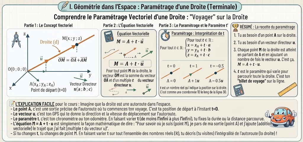 Infographie : paramétrage d'une droite dans l'espace
