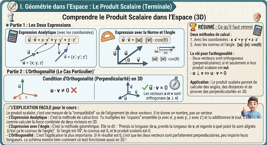 Infographie : produit scalaire dans l'espace (3D)