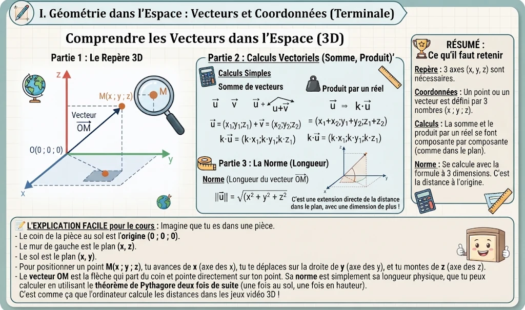 Infographie : vecteurs et coordonnées dans l'espace (3D)