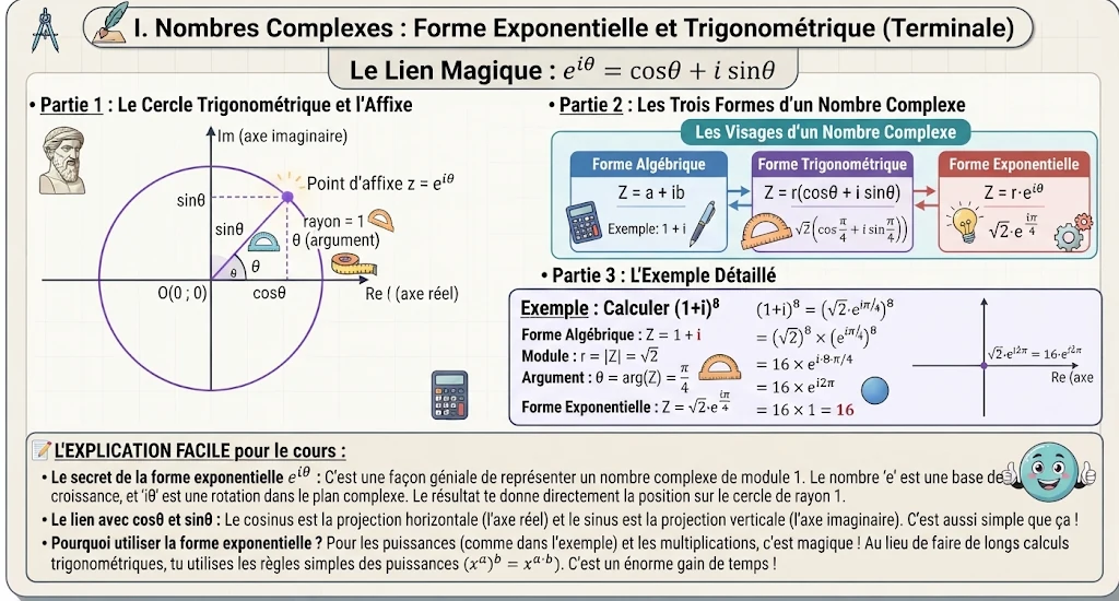 Infographie : forme exponentielle et trigonométrique d'un nombre complexe