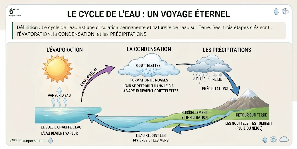 Infographie : le cycle de l'eau, un voyage éternel