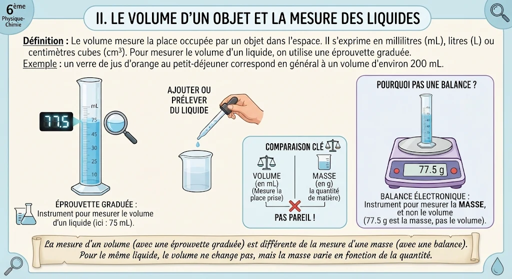 Infographie : le volume d'un objet et la mesure des liquides