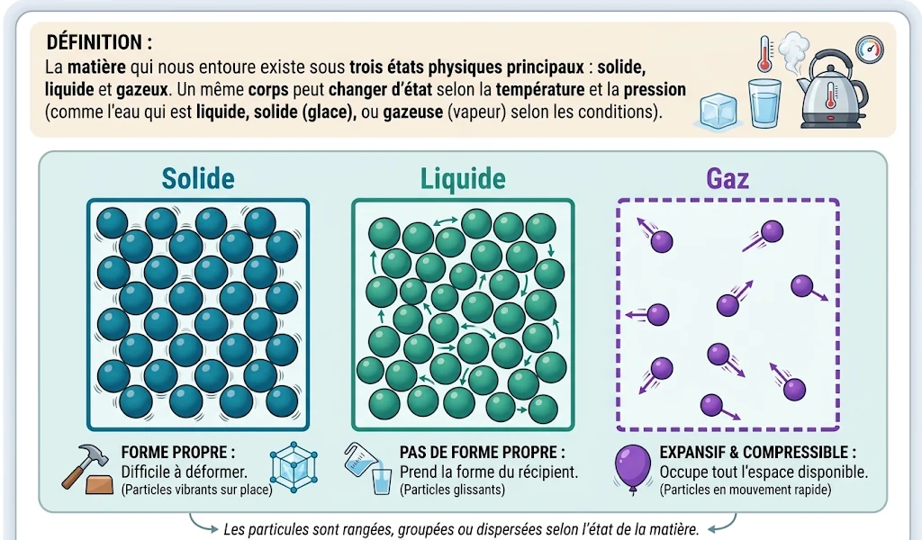 Infographie : les trois états physiques de la matière