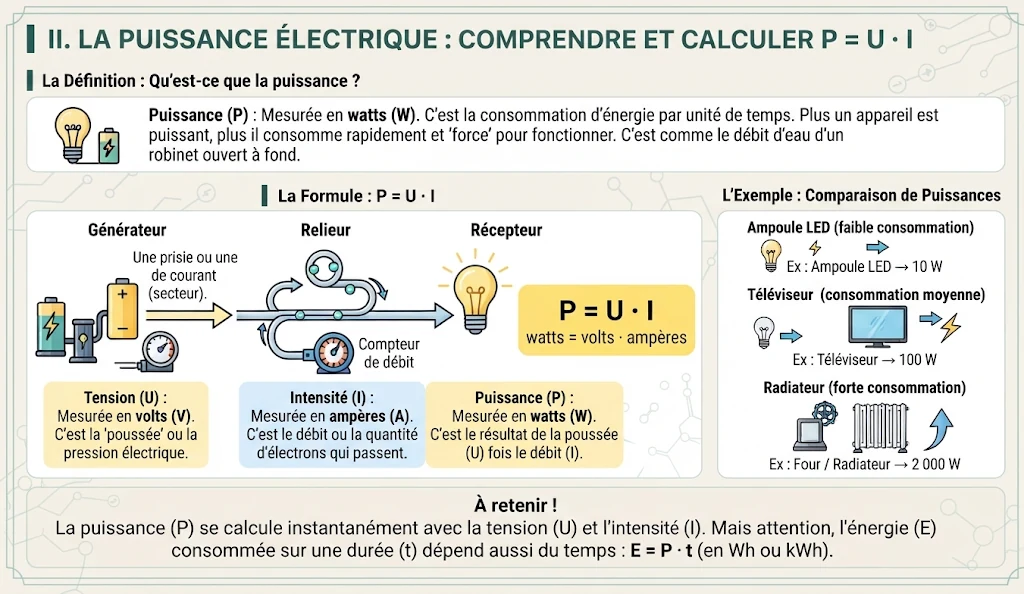 Infographie : la puissance électrique P = U × I