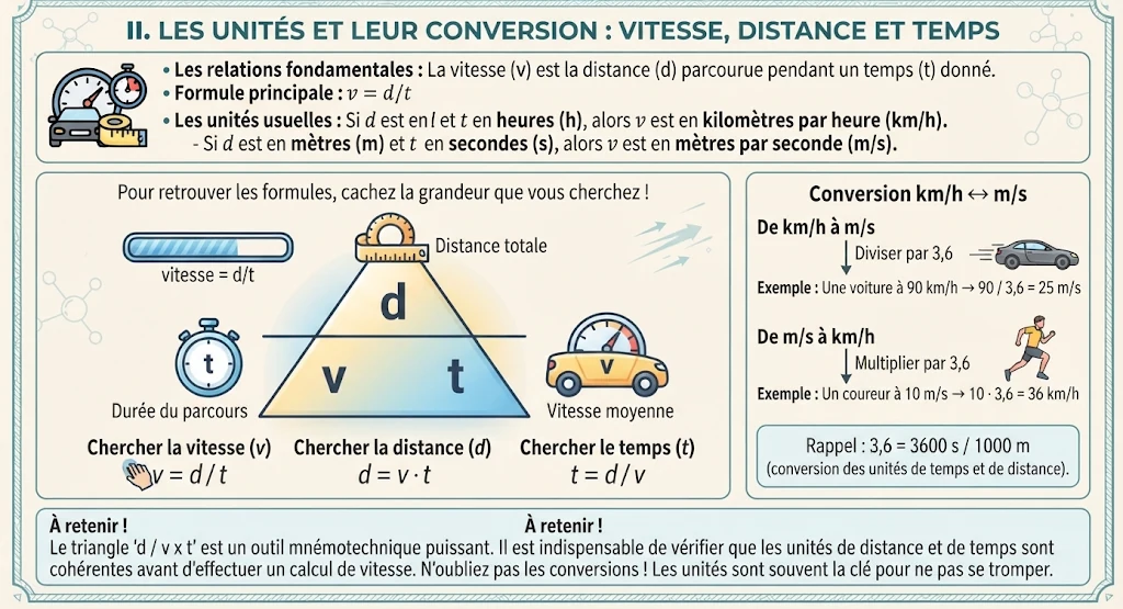 Infographie : vitesse, distance, temps et conversions