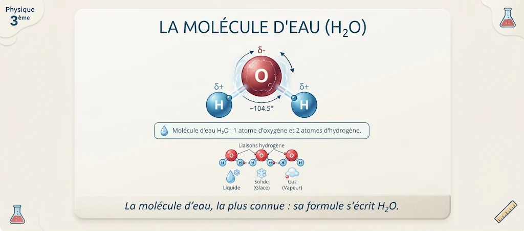 Infographie : la molécule d'eau (H2O)