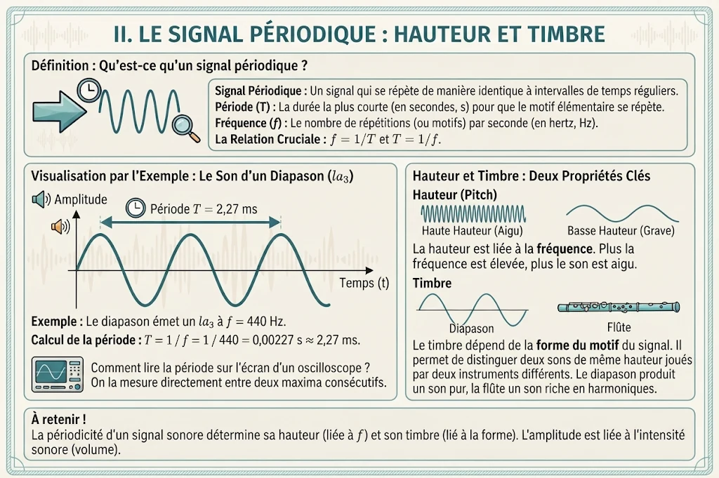 Infographie : le signal périodique, hauteur et timbre