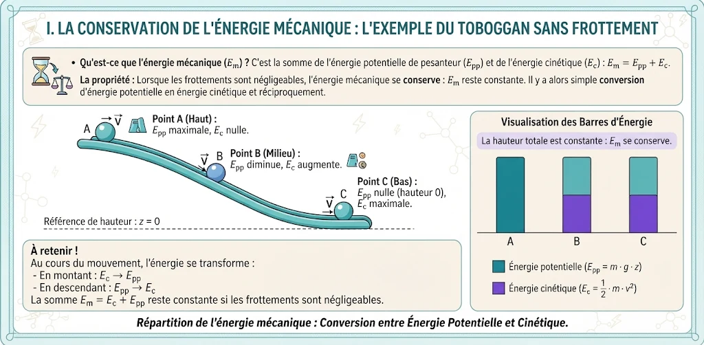 Infographie : la conservation de l'énergie mécanique