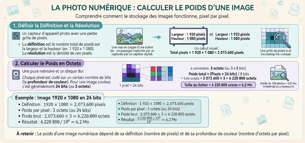 Infographie : la photo numérique et le poids d'une image