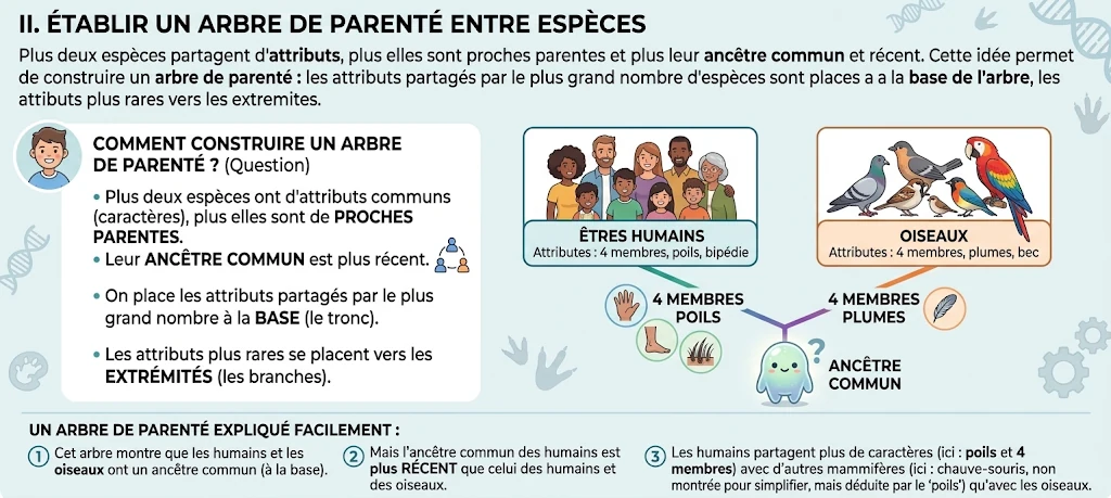 Infographie : établir un arbre de parenté entre espèces
