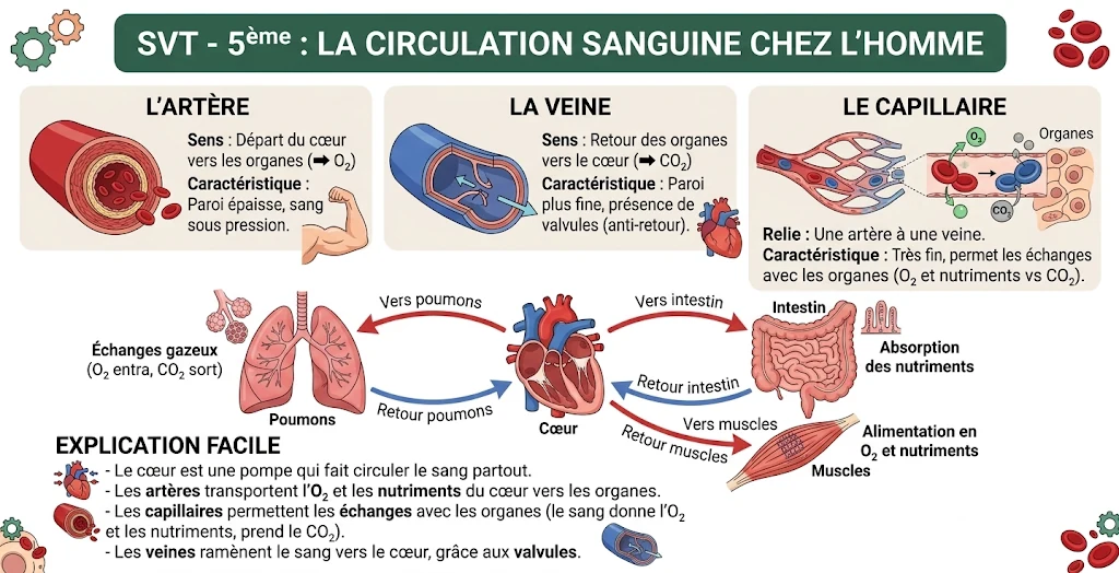 Infographie : la circulation sanguine chez l'Homme