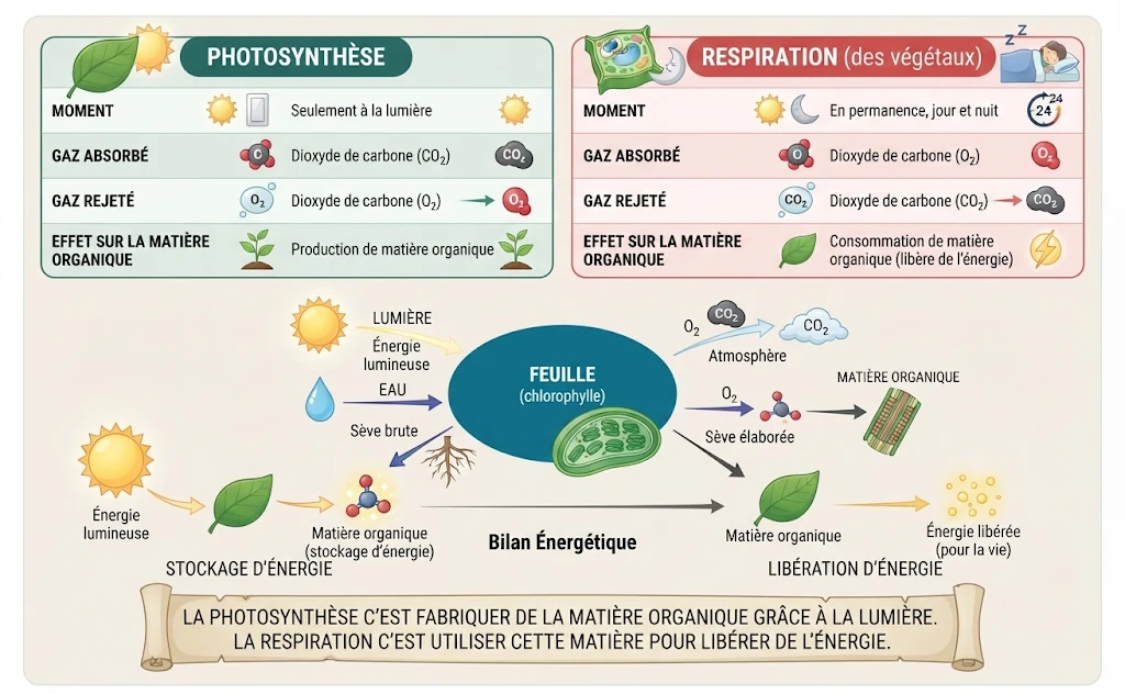 Infographie : photosynthèse et respiration des végétaux