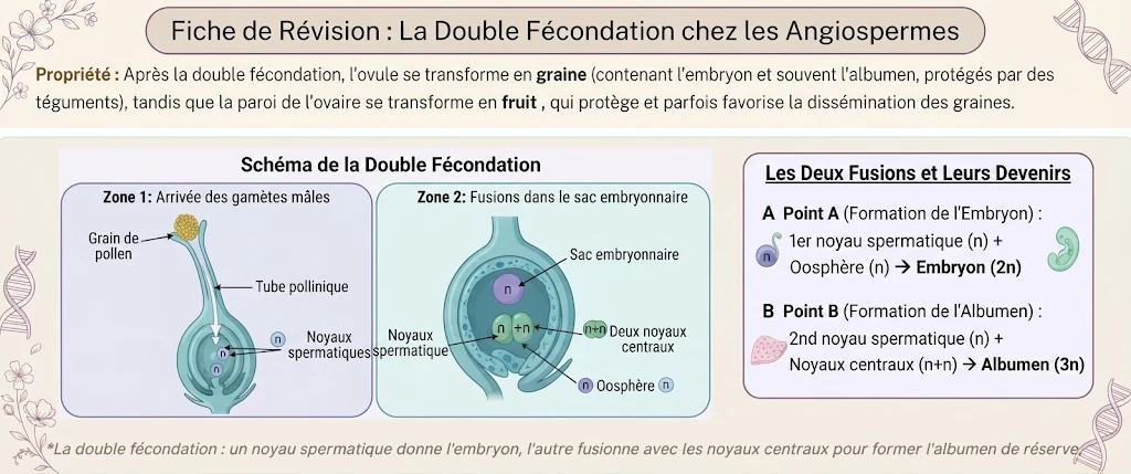 Infographie : la double fécondation chez les angiospermes